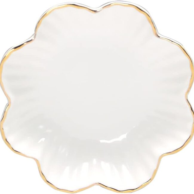 Porcelain Flower Relish Tray with Metallic Rim