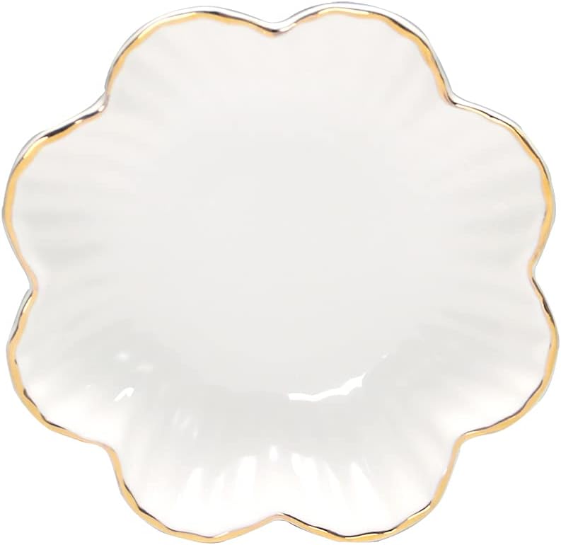 Porcelain Flower Relish Tray with Metallic Rim