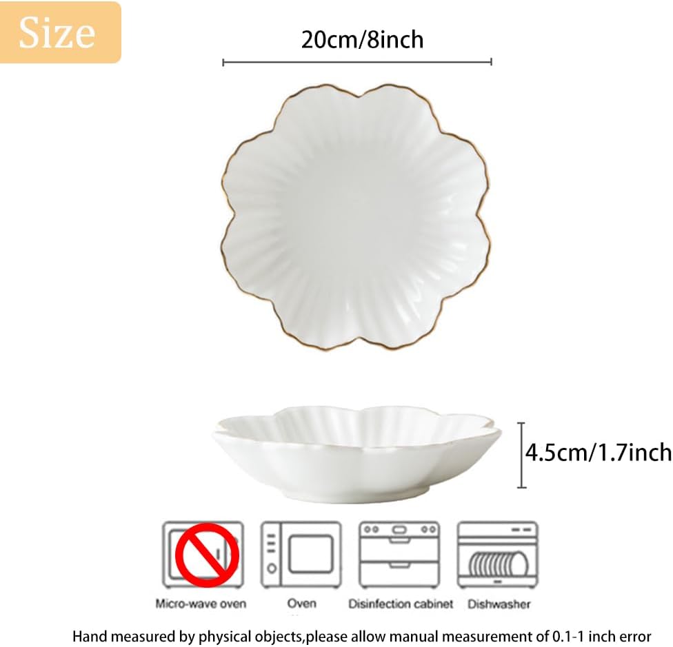 Porcelain Flower Relish Tray with Metallic Rim