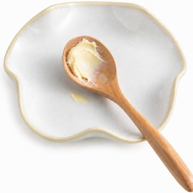 Beige Ruffled Ceramic Spoon Rest, 5.3 Inch