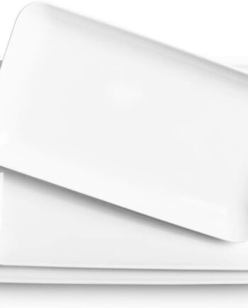 White Porcelain Rectangular Serving Platters, Set of 3