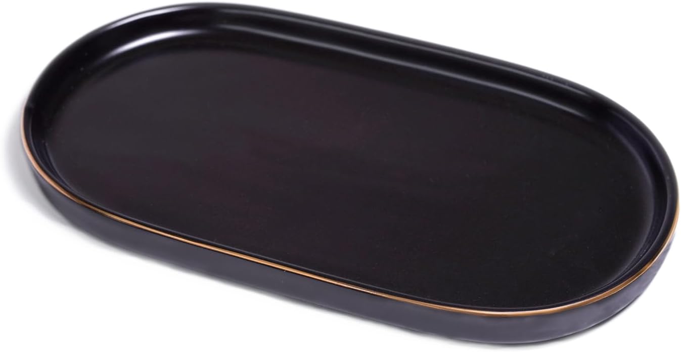 Black Ceramic Catch-All Tray for Vanity