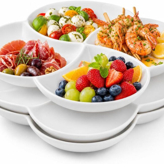 Flower-Shaped Porcelain Appetiser Platters, Set of 3