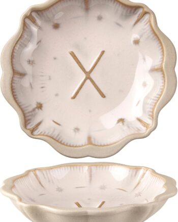 Beige Ceramic Soy Sauce Bowls, Set of 2