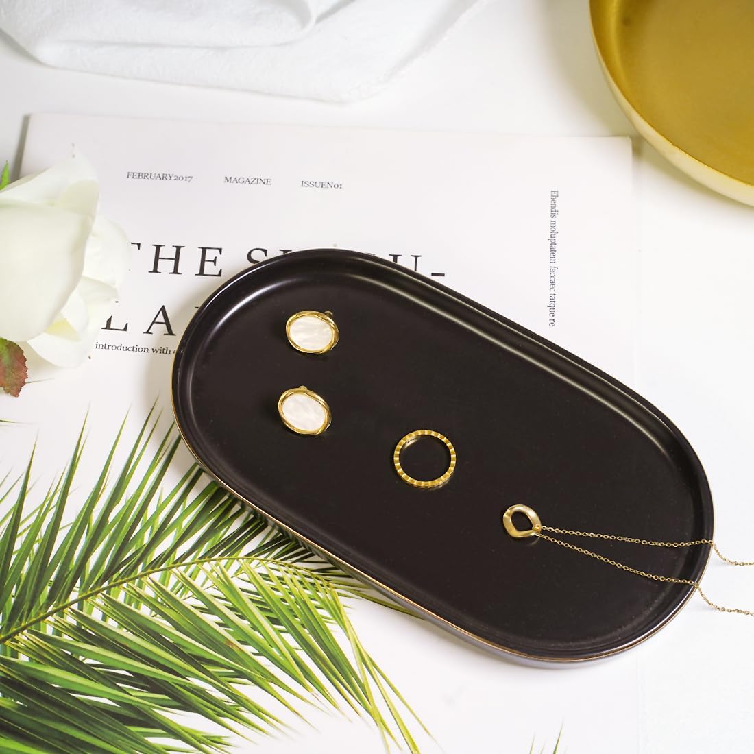 Black Ceramic Catch-All Tray for Vanity