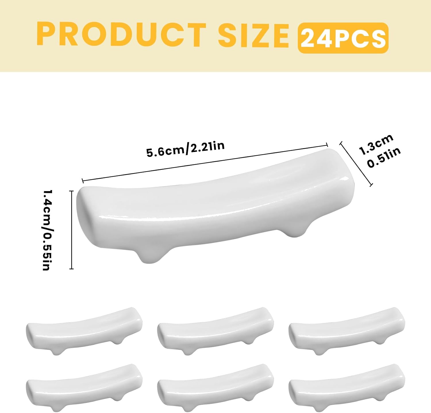 White Porcelain Chopstick Rests, Pack of 24