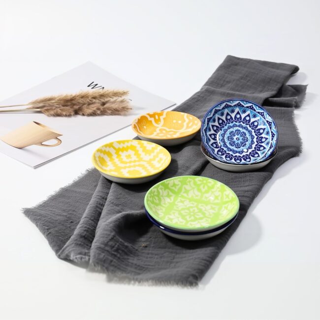 Ceramic Soy Sauce Pinch Bowls, Set of 6