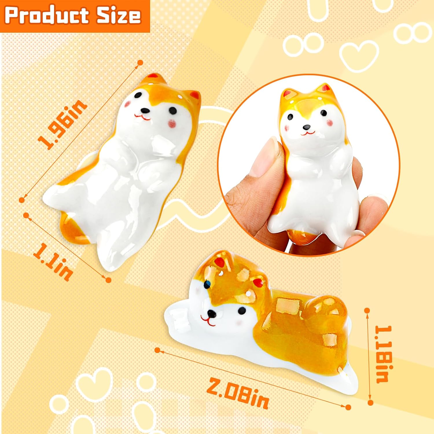 Porcelain Dog Chopstick Rests, Set of 5