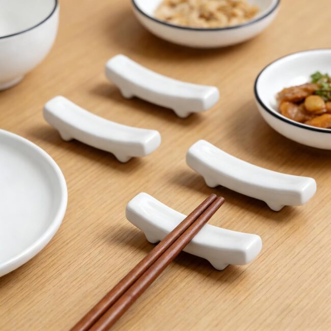 White Ceramic Chopstick Rests, Pack of 12
