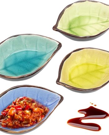 Leaf-Shaped Ceramic Sauce Dishes, Set of 4