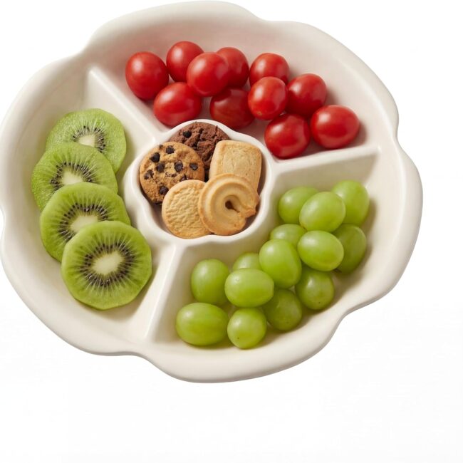 Yellow Flower-Shaped Porcelain Snack Platter