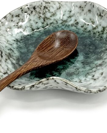 Green Striped Ceramic Flower Spoon Rest
