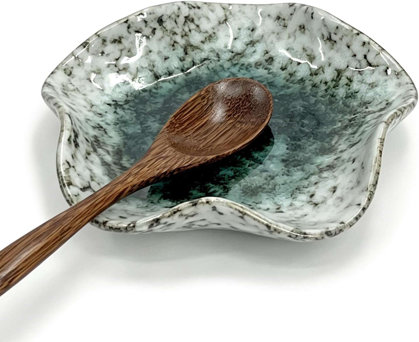 Green Striped Ceramic Flower Spoon Rest