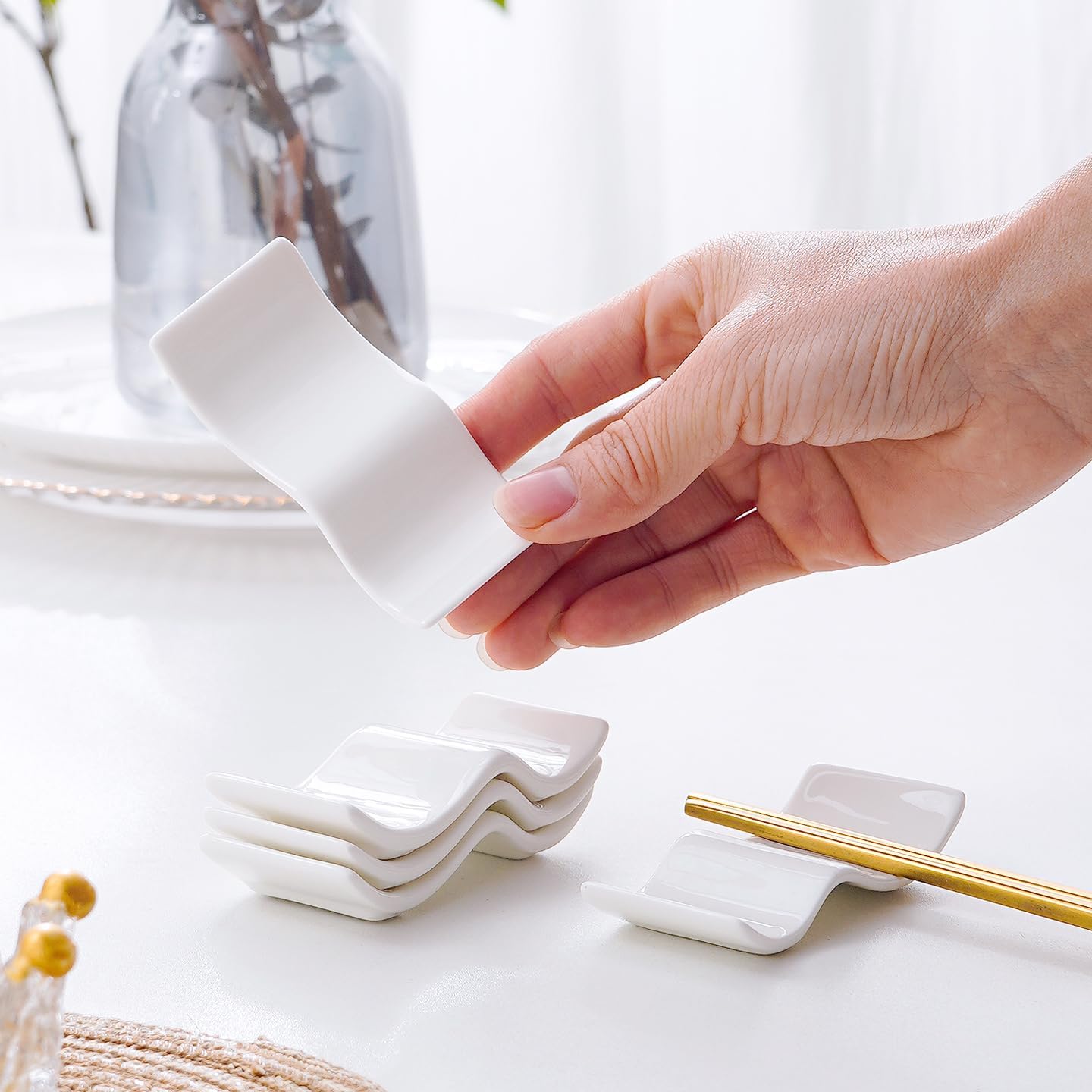 Chinese-Style Porcelain Chopstick Rests, Pack of 10