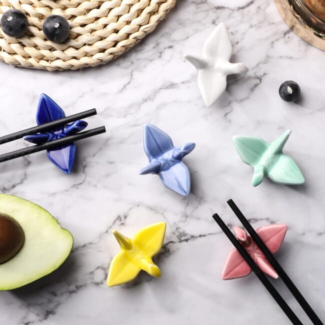 Origami Crane Porcelain Chopstick Rests, Pack of 12
