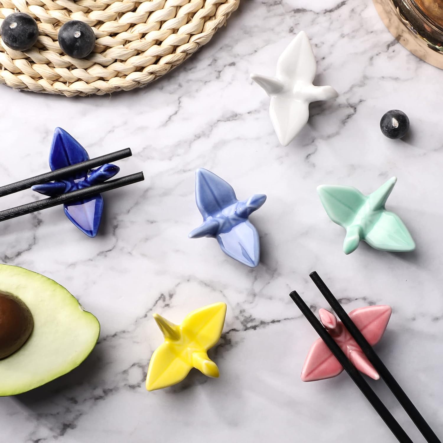 Origami Crane Porcelain Chopstick Rests, Pack of 12