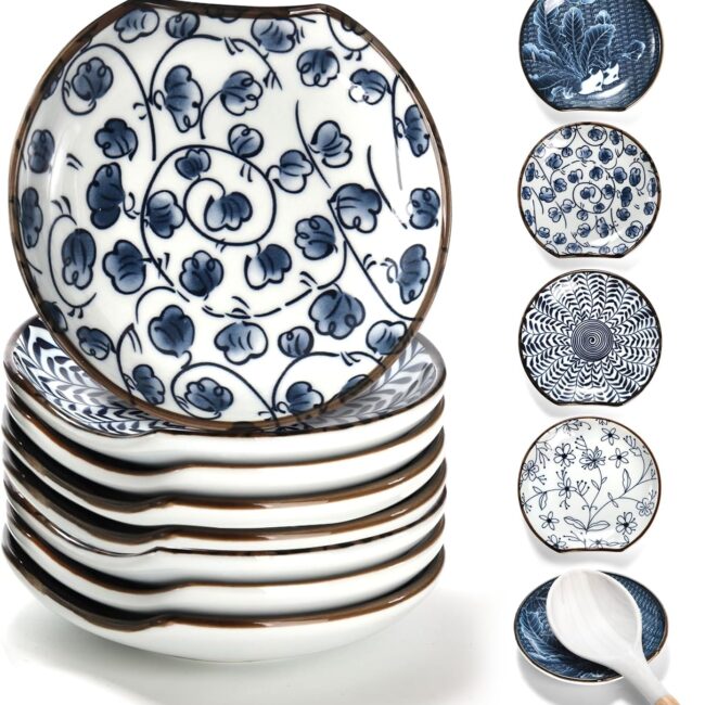 Painted Ceramic Spoon Rests, Set of 8
