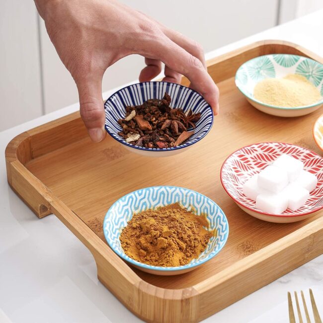 Colourful Ceramic Soy Sauce Dishes Set of 6