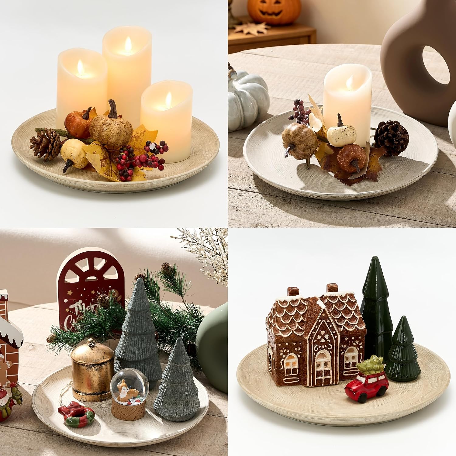 Round Ceramic Decorative Table Tray, Retro Style