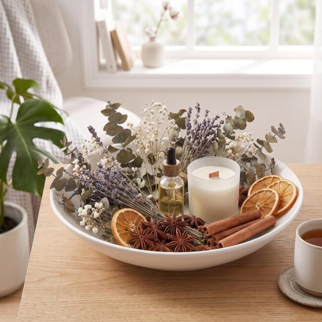 Large White Glazed Ceramic Catch-All Bowl