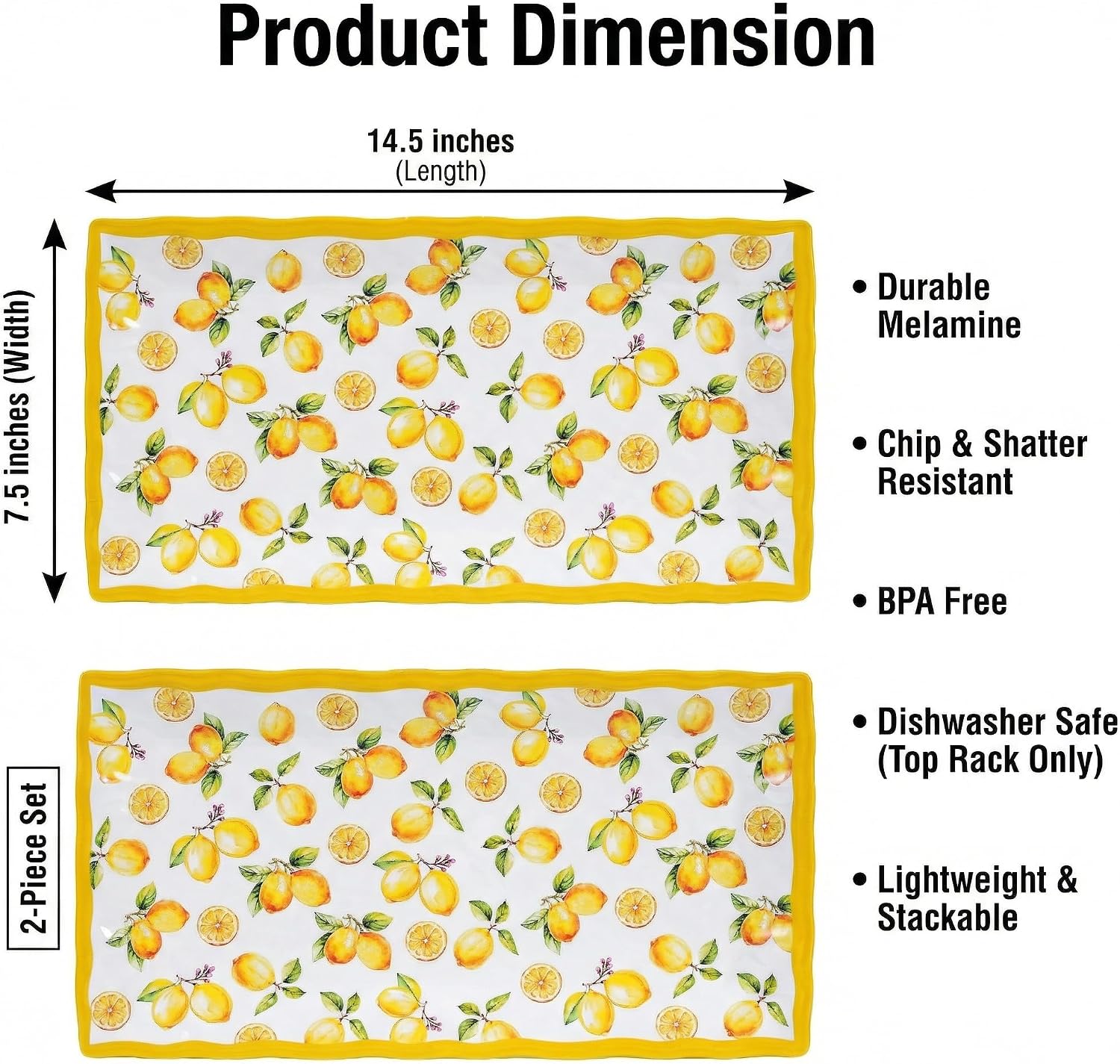 Melamine Serving Platters with Lemon Motif