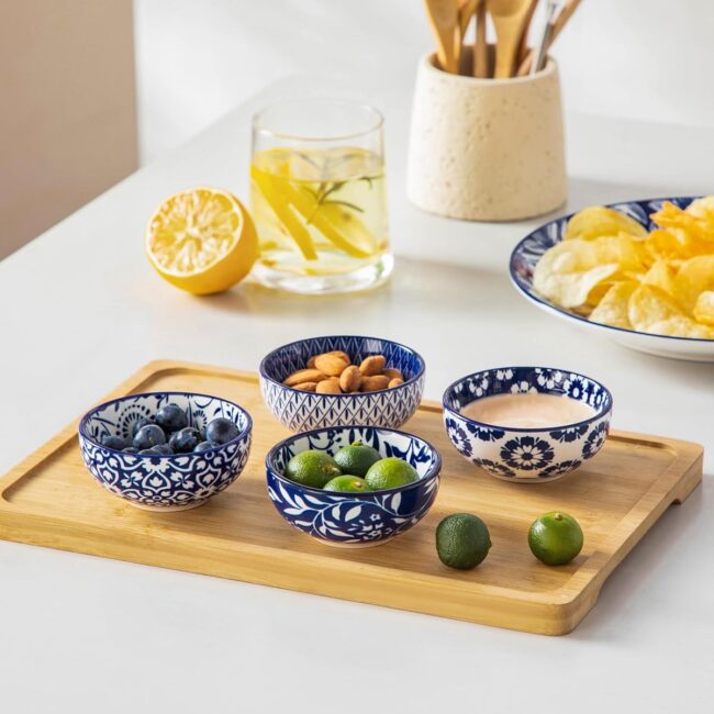 Chinoiserie Ceramic Mini Dipping Bowls, Set of 6