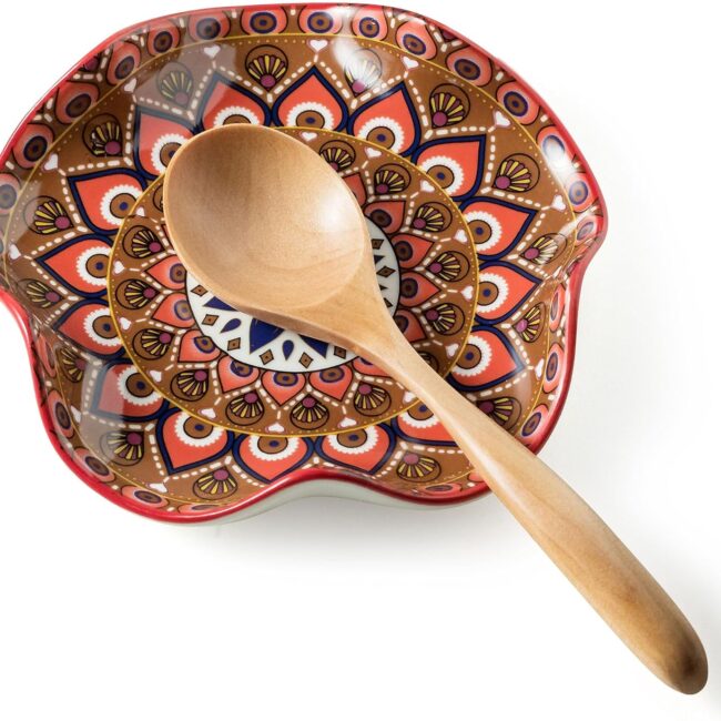 Bohemian Ceramic Spoon Rest for Kitchen Counters