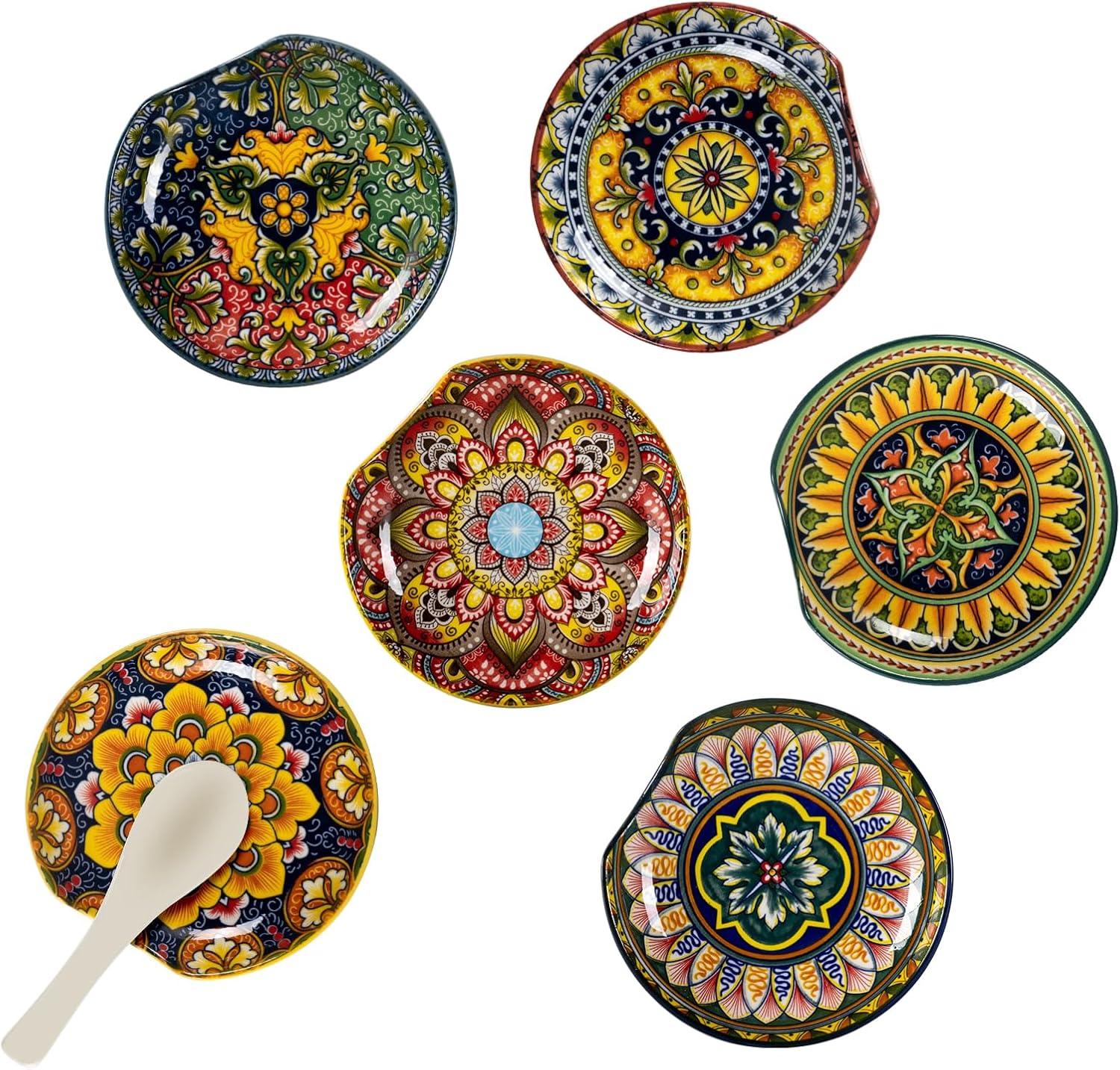 Bohemian Porcelain Spoon Rests, Set of 6