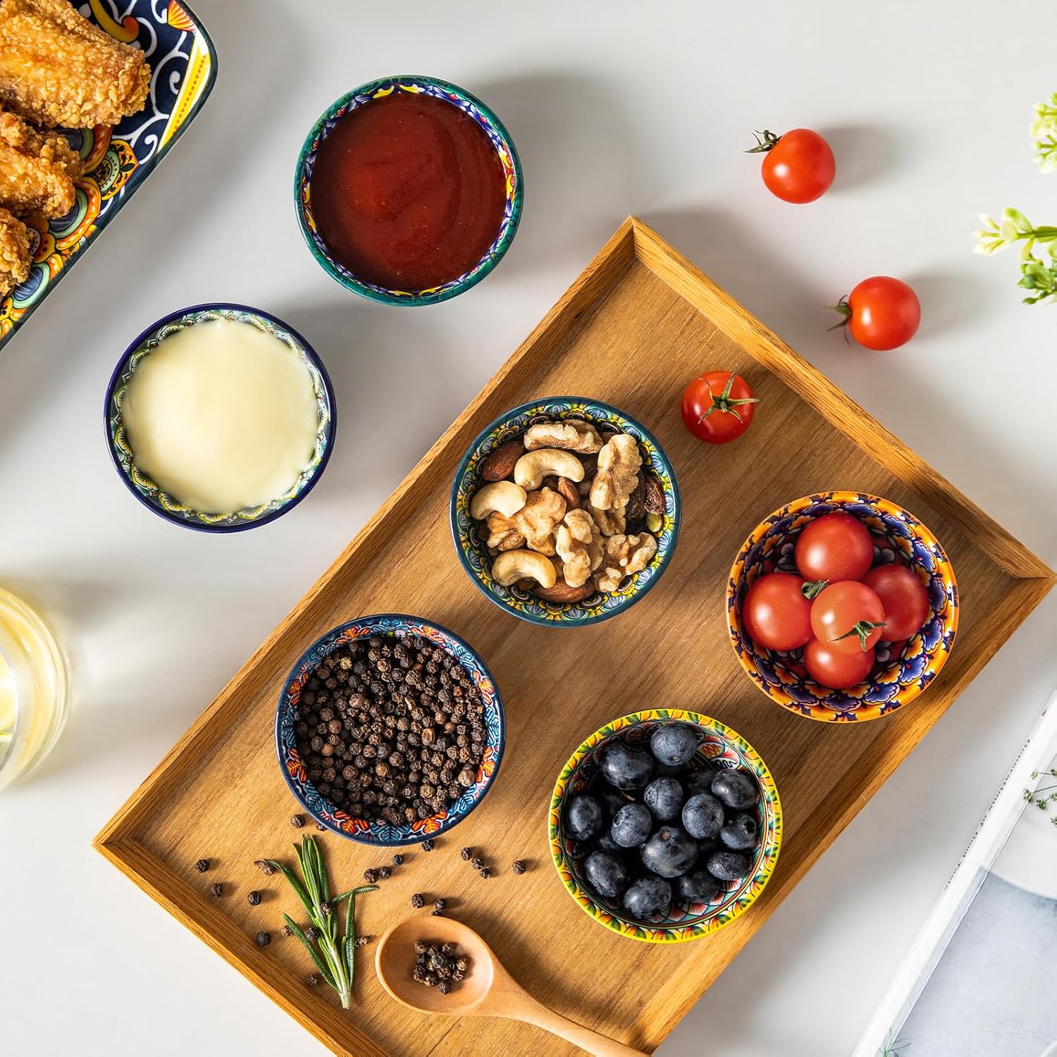 Bohemian Ceramic Dipping Bowls, Set of 6
