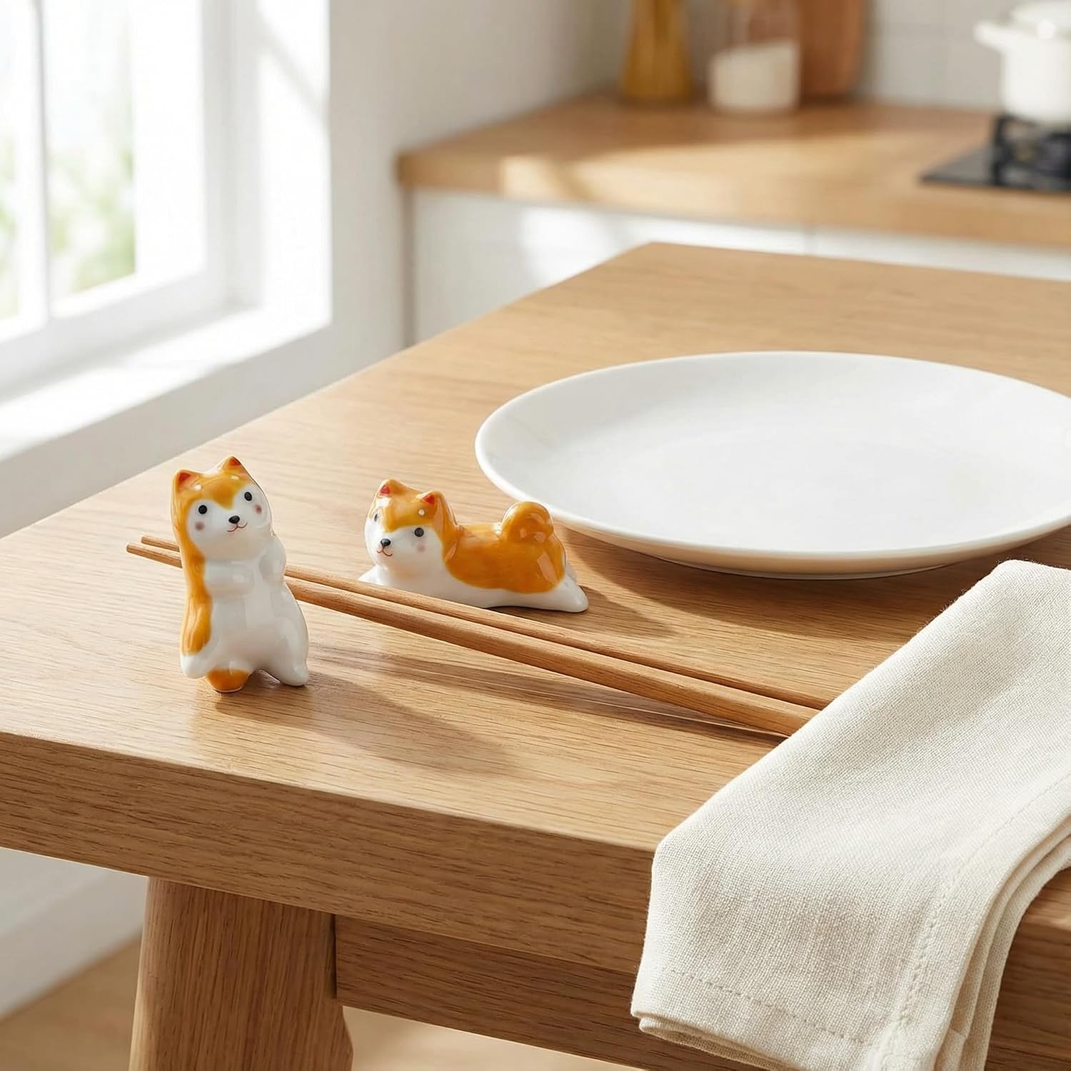 Porcelain Dog Chopstick Rests, Set of 5