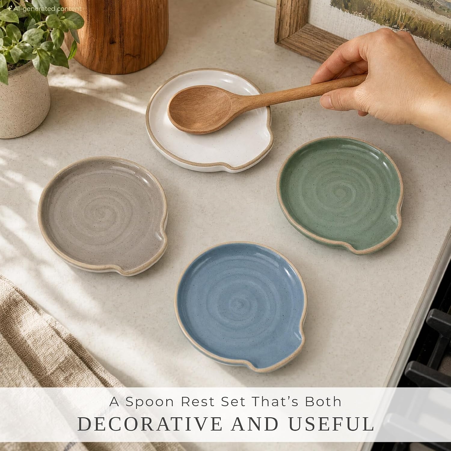 Ceramic Spoon Rests, Set of 4