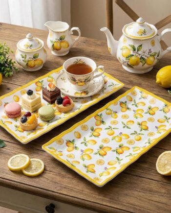Melamine Serving Platters with Lemon Motif