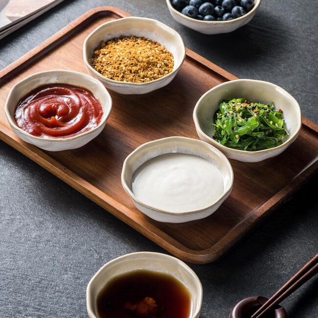 Ceramic Soy Sauce Condiment Dishes, Set of 6